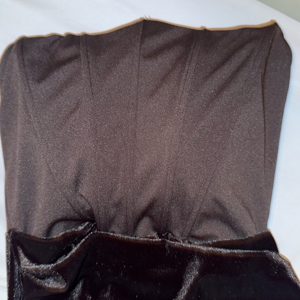 Velvet bust dress gown black straples wedding homecoming prom gala formal party - Picture 4 of 4